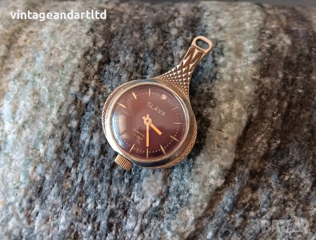 Часовник Слава, позлатен, AU, отличен, снимка 2 - Антикварни и старинни предмети - 47425883