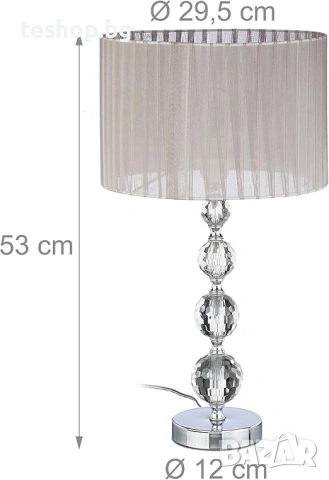 Нощна лампа Relaxdays абажур от воалирана тъкан и кристални стъклени топки, снимка 2 - Настолни лампи - 53715958