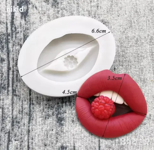 Уста устни целувка с малина силиконов молд форма фондан шоколад декор