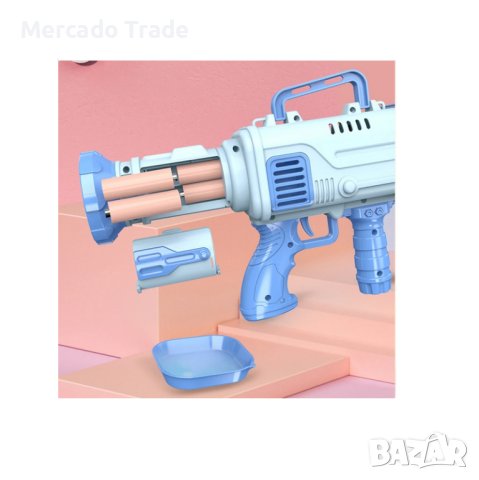 Пистолет Mercado Trade, За сапунени балончета, 32 дупки, Базука, Розов, снимка 4 - Електрически играчки - 41530586