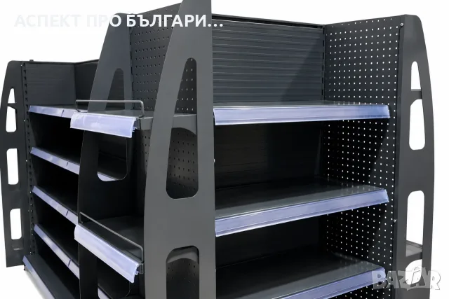 Островна стелажна група с Н-образна конфигурация с 4 промо стелажа 300 х113х165/B40/рафтове 30/, снимка 6 - Стелажи и щандове - 55816217