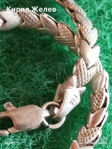 Разкошна сребърна гривна плетка тип СЪРЧИЦА нежна стил и елегантност 54197, снимка 3 - Гривни - 53777291