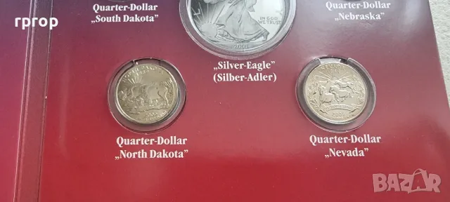 САЩ.¼ далар. Комплект.  2006 година.
 5 бройки куотъри 2006 год.
 UNC., снимка 4 - Нумизматика и бонистика - 49538604
