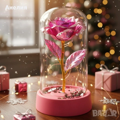 Светеща декоративна роза в купол , снимка 3 - Подаръци за жени - 53048213