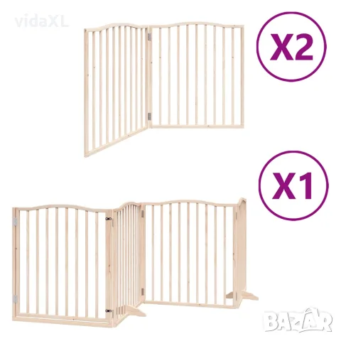 vidaXL Сгъваема преграда за кучета с врата 8 панела 640 см топола