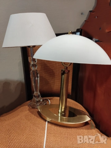 Настолна нощна лампа с тъч-димеруема от месинг и стъкло, снимка 7 - Настолни лампи - 53511495