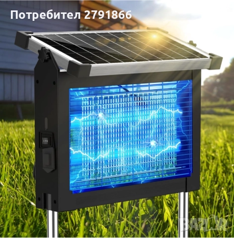 Соларен капан за насекоми водоустойчив уред 4500V безжичен акумулаторен слънце+USB, снимка 2 - Градинска техника - 52063073