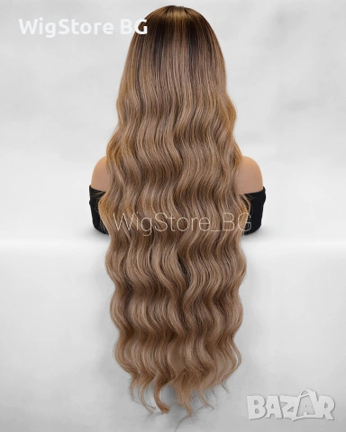 Кестенява Lace Front Перука 90 см - 13х4 Вълниста, снимка 2 - Аксесоари за коса - 53755689