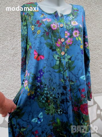 3XL Нова миди рокля в океанско синьо, снимка 7 - Рокли - 41870768