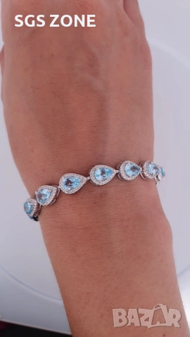 Сребърна гривна с естествен топаз или перидот от Тайланд, снимка 7 - Гривни - 53454306