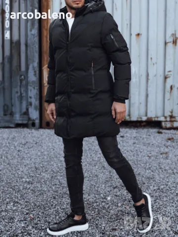 Мъжко ватирано зимно яке с качулка, снимка 2 - Якета - 47611788