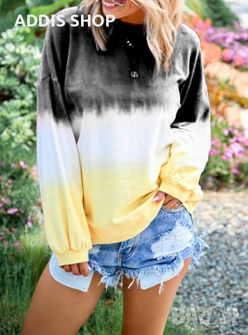 Дамска ежедневна блуза с дълги ръкави в цветен блок. Големи размери, 10цвята, снимка 6 - Блузи с дълъг ръкав и пуловери - 39503368