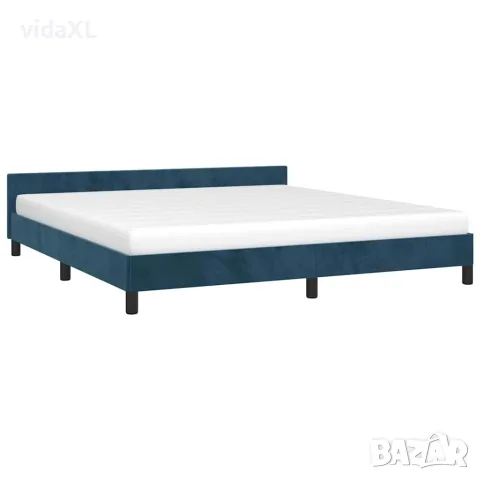 vidaXL Рамка за легло без матрак, тъмносиня, 160x200 см, кадифе, снимка 3 - Спални и легла - 56147158