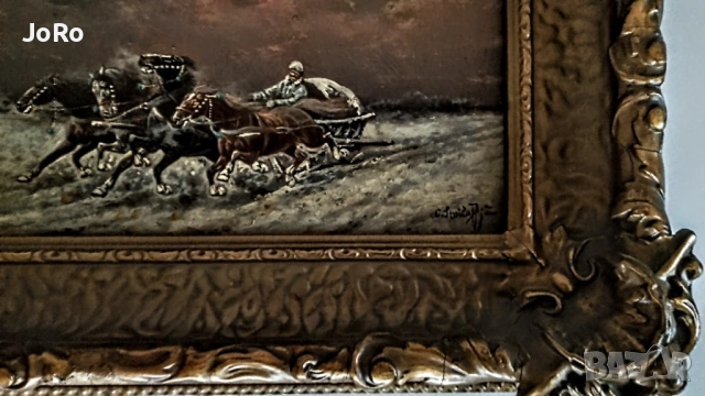 Константин Стоилов Баумгартнер " Препускаща квадрига" , снимка 4 - Картини - 53717013