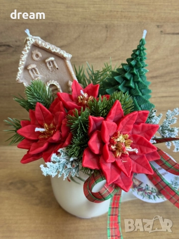 Коледна аранжировка с ароматни соеви свещи