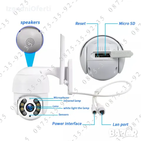 ICSEE Куполна PTZ IP CAMERA 8MP WiFi Външна ВОДОУСТОЙЧИВА камера Wi-Fi, снимка 8 - IP камери - 49521943