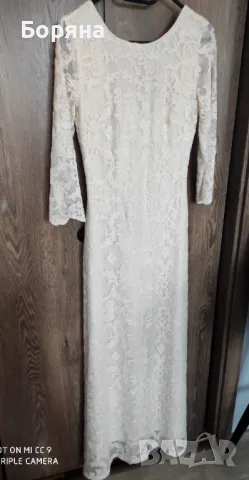 Mango нова с етикет дълга рокля екрю дантела, снимка 7 - Рокли - 49075917