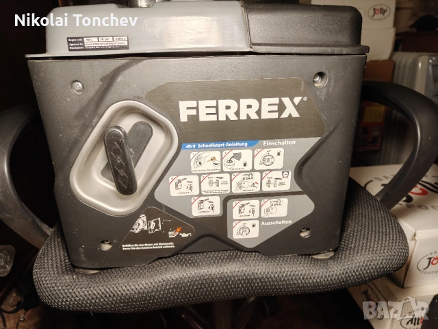 Преносим 4-тактов генератор FERREX 1200W, Germany, снимка 2 - Генератори - 53170884