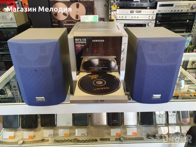 Аудиосистема Samsung MM-ZJ8 с две тонколони. Има радио с RDS, диск (mp3), касета и aux. С дистанцион, снимка 5 - Аудиосистеми - 41667150