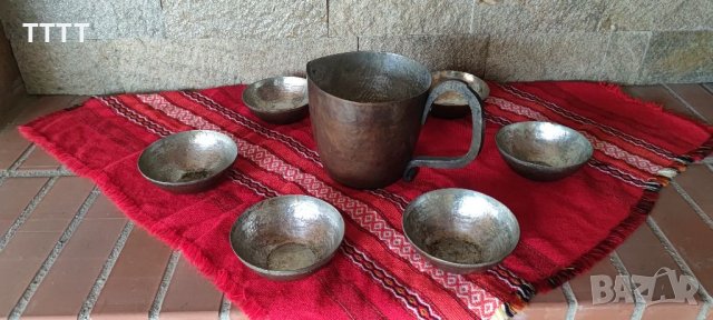 Стар кован меден сервиз за вино 