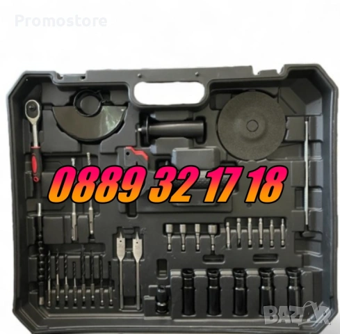 Комплект 5 в 1 перфоратор, винтоверт, гайковерт, ъглошлайф и LED лампа, снимка 9 - Други инструменти - 53274846