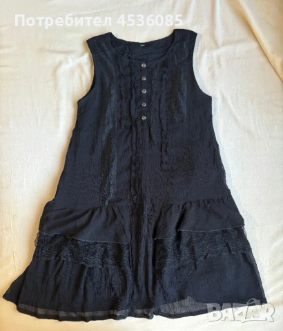 Benetton/Бенетон-Детска черна рокля с вулани