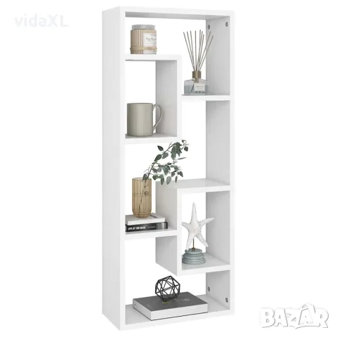 vidaXL Стенен рафт, бял, 36x16x90 см, инженерно дърво, снимка 3 - Етажерки - 56147796