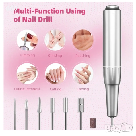 Нова Безчеткова пила за нокти 50000 об/мин – комплект с приставки за маникюр, снимка 7 - Друга електроника - 53199347