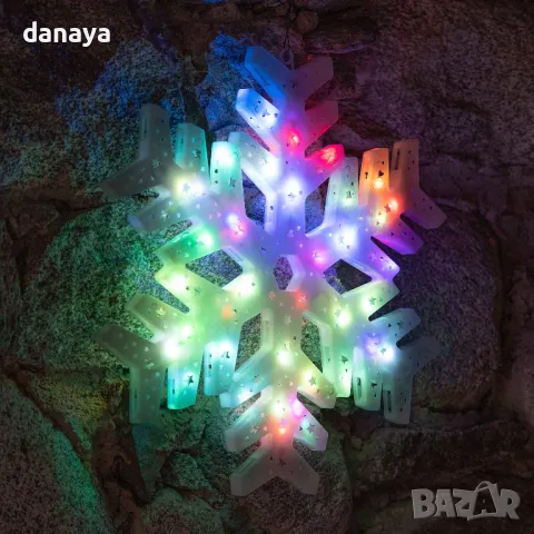 5457 Светеща коледна фигура Снежинка с преливащи LED свeтлини, 40 см, снимка 4 - Декорация за дома - 47965509