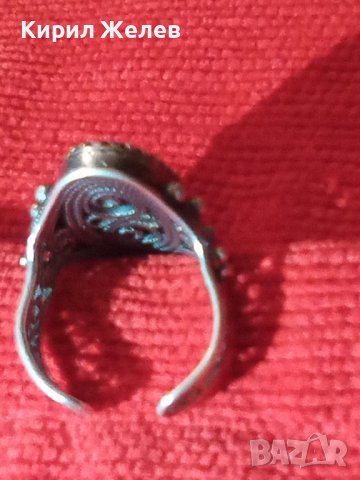 СТАРИНЕН СРЕБЪРЕН ПРЪСТЕН ФИЛИГРАННО СРЕБРО с ГРАНУЛАЦИЯ и РЪЧНО РИСУВАН ПОРЦЕЛАН БИЖУ УНИКАТ 25119, снимка 8 - Антикварни и старинни предмети - 34883896