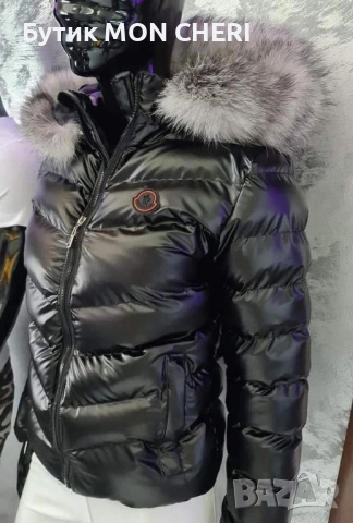 ТОП! Дамско късо зимно яке Moncler с ЕСТЕСТВЕН ПУХ и пълнеж от силиконова вата , матиран лак