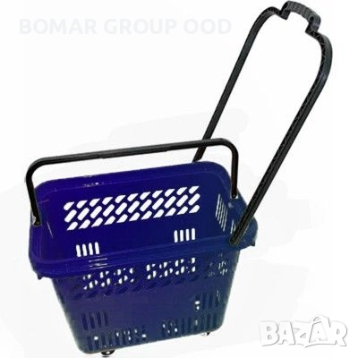 Пластмасова кошница с колела 54 литра, синя
