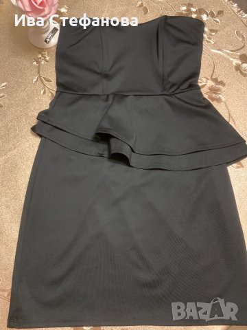Страхотна пеплум черна еластична официална вечерна къса коктейлна рокля , снимка 6 - Рокли - 35788836
