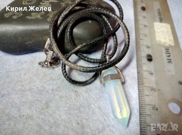 ПРЕКРАСНО ВИНТИДЖ АРТ КОЛИЕ с ВИСУЛКА от ФАСЕТИРАН ЛУНЕН КАМЪК 48781, снимка 5 - Колиета, медальони, синджири - 48842323