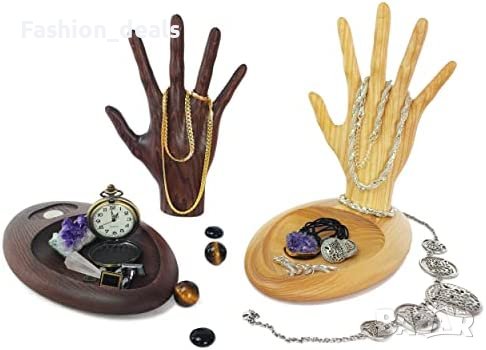 Нова дървена стойка за бижута манекен ръка пръстени поставка пръстен, снимка 3 - Други - 40364523