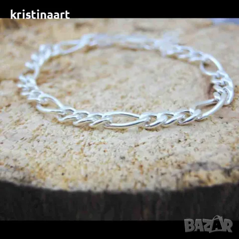 Мъжка сребърна италианска гривна *Картие*, 20см, снимка 2 - Гривни - 48163621