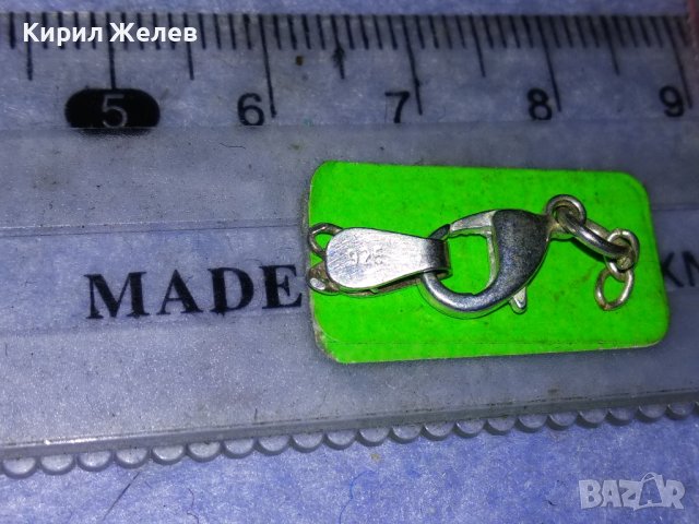 СТАРА ПОСРЕБРЕНА ЗАКОПЧАЛКА КАРАБИНКА ЗДРАВА СТОМАНЕНА със СРЕБЪРНО СРЕБРО 925 УШЕНЦЕ ОТСТРАНИ 18017, снимка 9 - Бижутерийни комплекти - 40921195