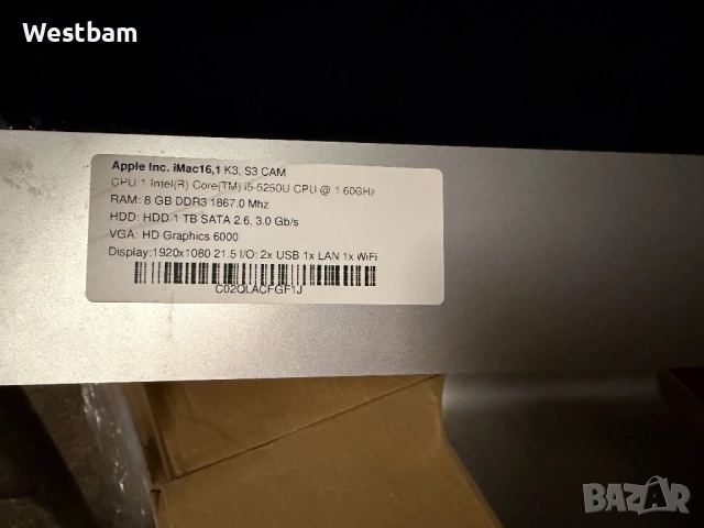 Apple iMac 16.1 k3 s3 cam, снимка 2 - Работни компютри - 53677620