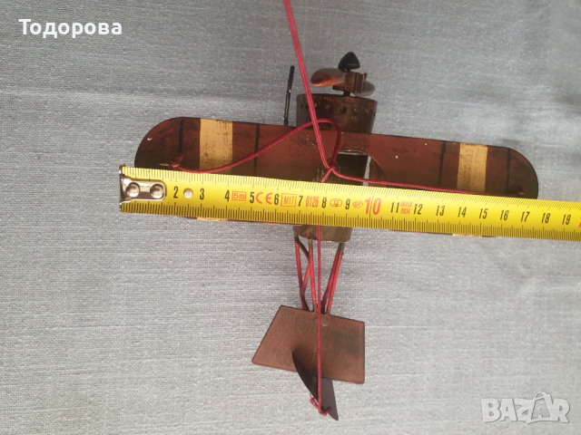 Старинен ръчно изработен метален самолет-окопно изкуство, снимка 5 - Антикварни и старинни предмети - 44586853