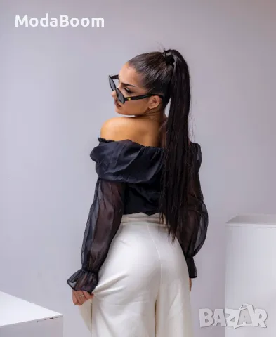 Стилна черна дамска блуза , снимка 3 - Блузи с дълъг ръкав и пуловери - 48066955