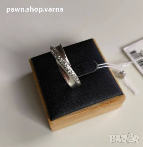 Нов сребърен пръстен 925 с фианити – родиран, 4,10 г, размер 18 мм