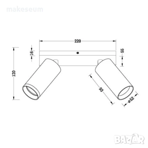 Линеен спот за таван SP712 BK-2L LUX ∙ черен ∙ 2xGU10, снимка 2 - Лампи за таван - 51217413