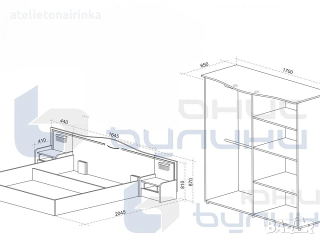Спален комплект Оскар, снимка 2 - Спални и легла - 48570506