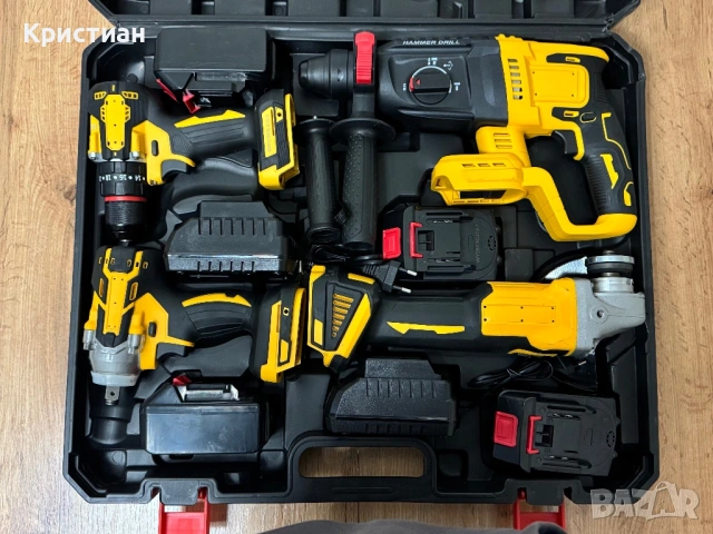 Акумулаторен винтоверт + гайковерт + ъглошлайф + перфоратор 36V | Комплект 4в1, снимка 3 - Винтоверти - 53066492