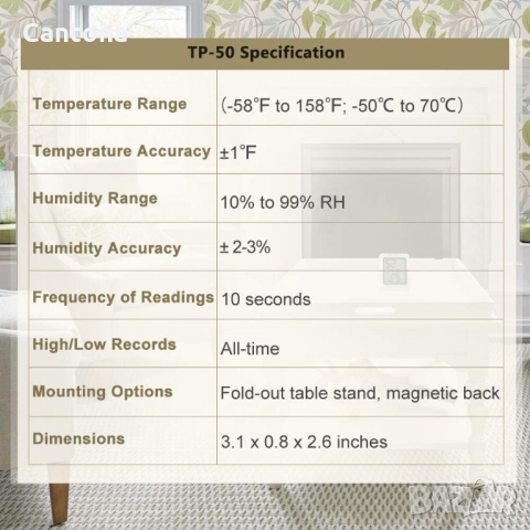 Термохигрометър ThermoPro TP-50 измерва температура /-20°C до 70°C/ и влажност /10% до 99%/, снимка 7 - Друга електроника - 36062867