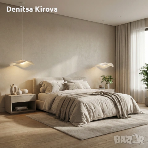 Дизайнерска висяща лампа – LED 12W, Ø60 см | Cloth + PMMA | Чисто нова, снимка 4 - Лампи за таван - 53330867