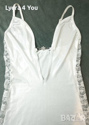 M/L размер (85C) луксозна ефирна бяла нощничка с брокатен блясък, снимка 2 - Бельо - 40582530