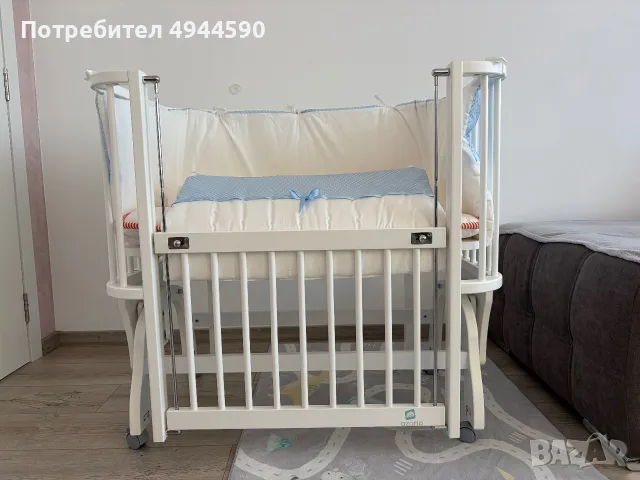 Бебешко легло с люлка Azaria BAMBINO с матрак и всичко друго което е нужно, 70/110 см, снимка 4 - Бебешки легла и матраци - 56011426
