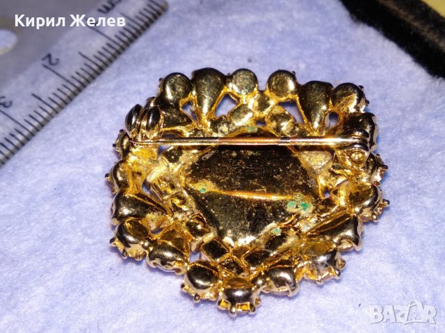 СТАРА ПОЗЛАТЕНА СКЪПОЦЕННА РЕТРО БРОШКА ЧЕХОСЛОВАЦИЯ с ФАСЕТИРАНИ ЮВЕЛИРНО КАМЪНИ ЦИТРИН 36460, снимка 15 - Антикварни и старинни предмети - 39941253