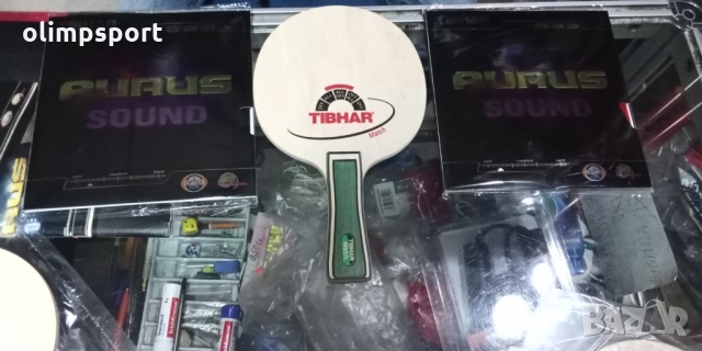 хилка за тенис на маса нова дърво tibhar match комплексно дърво с  конкав дръжка​ гума tibhar aurus 